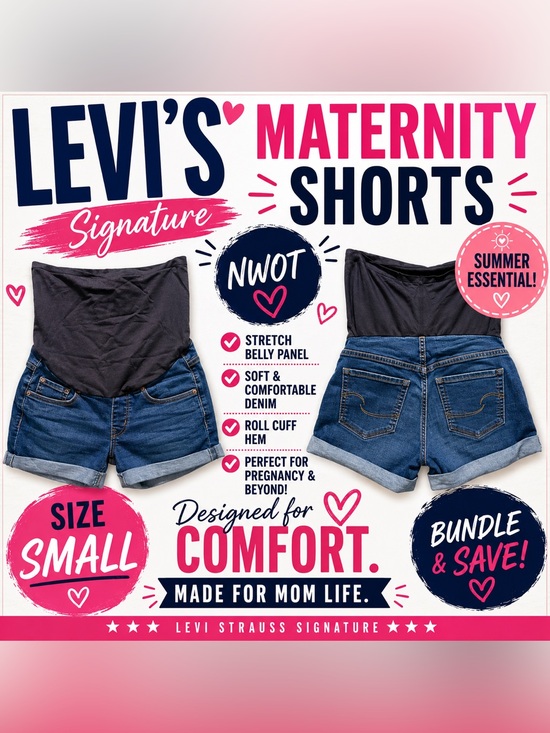 Signature by Levi Strauss Pants - Levi Strauss Signature Maternity Denim Shorts NWOT-Stretch-Women’s Size Small